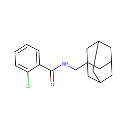 O=C(NCC12CC3CC(CC(C3)C1)C2)c1ccccc1Cl ZINC000004651359