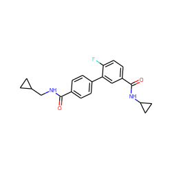 O=C(NCC1CC1)c1ccc(-c2cc(C(=O)NC3CC3)ccc2F)cc1 ZINC000040933905