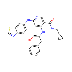 O=C(NCC1CC1)c1cnc(Nc2ccc3ncsc3c2)cc1N[C@H](CO)Cc1ccccc1 ZINC001772656568