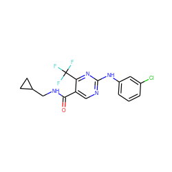 O=C(NCC1CC1)c1cnc(Nc2cccc(Cl)c2)nc1C(F)(F)F ZINC000028645354