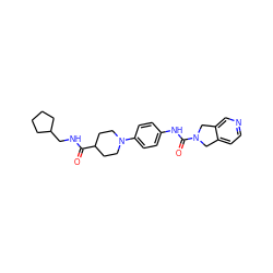 O=C(NCC1CCCC1)C1CCN(c2ccc(NC(=O)N3Cc4ccncc4C3)cc2)CC1 ZINC000166650097