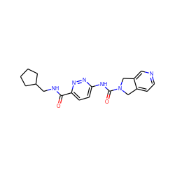 O=C(NCC1CCCC1)c1ccc(NC(=O)N2Cc3ccncc3C2)nn1 ZINC000166783979