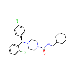 O=C(NCC1CCCCC1)N1CCN([C@H](c2ccc(Cl)cc2)c2ccccc2Cl)CC1 ZINC000045496465