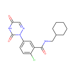 O=C(NCC1CCCCC1)c1cc(-n2ncc(=O)[nH]c2=O)ccc1Cl ZINC000071334928