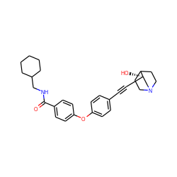 O=C(NCC1CCCCC1)c1ccc(Oc2ccc(C#C[C@]3(O)CN4CCC3CC4)cc2)cc1 ZINC000073219783