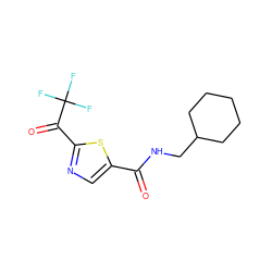 O=C(NCC1CCCCC1)c1cnc(C(=O)C(F)(F)F)s1 ZINC000029070024