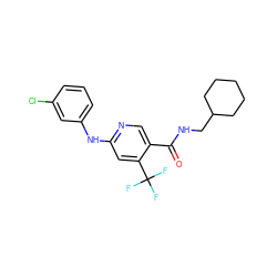 O=C(NCC1CCCCC1)c1cnc(Nc2cccc(Cl)c2)cc1C(F)(F)F ZINC000003948554