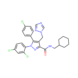 O=C(NCC1CCCCC1)c1nn(-c2ccc(Cl)cc2Cl)c(-c2ccc(Cl)cc2)c1Cn1cncn1 ZINC000049757523