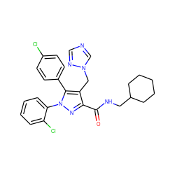 O=C(NCC1CCCCC1)c1nn(-c2ccccc2Cl)c(-c2ccc(Cl)cc2)c1Cn1cncn1 ZINC000045357969