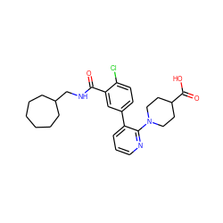 O=C(NCC1CCCCCC1)c1cc(-c2cccnc2N2CCC(C(=O)O)CC2)ccc1Cl ZINC000034631589