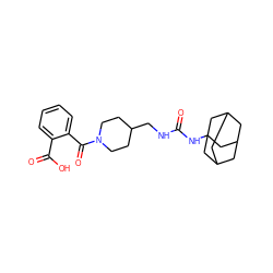 O=C(NCC1CCN(C(=O)c2ccccc2C(=O)O)CC1)NC12CC3CC(CC(C3)C1)C2 ZINC000036330664