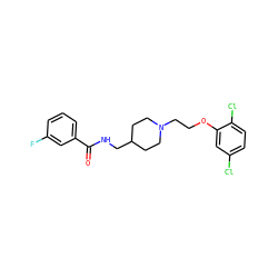 O=C(NCC1CCN(CCOc2cc(Cl)ccc2Cl)CC1)c1cccc(F)c1 ZINC000095579598