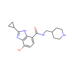 O=C(NCC1CCNCC1)c1ccc(O)c2nc(C3CC3)[nH]c12 ZINC000118654702