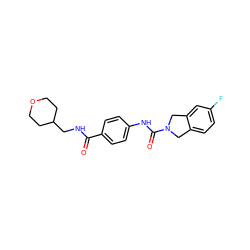 O=C(NCC1CCOCC1)c1ccc(NC(=O)N2Cc3ccc(F)cc3C2)cc1 ZINC000167241484