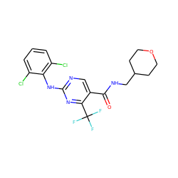 O=C(NCC1CCOCC1)c1cnc(Nc2c(Cl)cccc2Cl)nc1C(F)(F)F ZINC000028645363