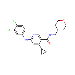 O=C(NCC1CCOCC1)c1cnc(Nc2ccc(Cl)c(Cl)c2)cc1C1CC1 ZINC000040935297