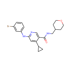 O=C(NCC1CCOCC1)c1cnc(Nc2cccc(Br)c2)cc1C1CC1 ZINC000040936660