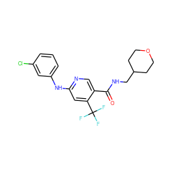 O=C(NCC1CCOCC1)c1cnc(Nc2cccc(Cl)c2)cc1C(F)(F)F ZINC000040873557