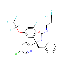 O=C(NCCC(F)(F)F)N[C@@](Cc1ccccc1)(c1cc(F)cc(OC(F)(F)C(F)F)c1)c1ccc(Cl)cn1 ZINC000095577223