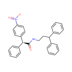 O=C(NCCC(c1ccccc1)c1ccccc1)[C@@H](c1ccccc1)c1ccc([N+](=O)[O-])cc1 ZINC000040918100