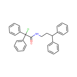 O=C(NCCC(c1ccccc1)c1ccccc1)C(Cl)(c1ccccc1)c1ccccc1 ZINC000040414465