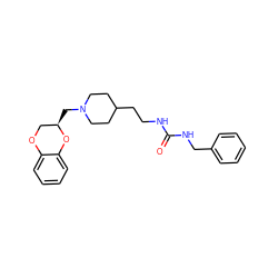 O=C(NCCC1CCN(C[C@@H]2COc3ccccc3O2)CC1)NCc1ccccc1 ZINC000012356371