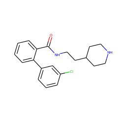 O=C(NCCC1CCNCC1)c1ccccc1-c1cccc(Cl)c1 ZINC000049049237