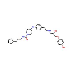 O=C(NCCCC1CCCC1)N1CCC(Nc2ccc(CCNC[C@H](O)COc3ccc(O)cc3)cc2)CC1 ZINC000026849662