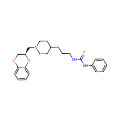 O=C(NCCCC1CCN(C[C@@H]2COc3ccccc3O2)CC1)Nc1ccccc1 ZINC000027197634