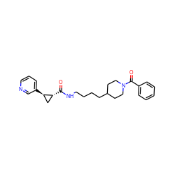 O=C(NCCCCC1CCN(C(=O)c2ccccc2)CC1)[C@@H]1C[C@H]1c1cccnc1 ZINC000103241042