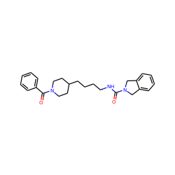 O=C(NCCCCC1CCN(C(=O)c2ccccc2)CC1)N1Cc2ccccc2C1 ZINC000166398816