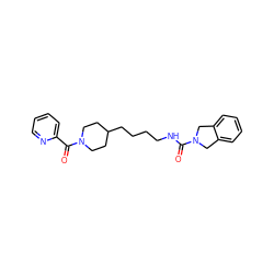 O=C(NCCCCC1CCN(C(=O)c2ccccn2)CC1)N1Cc2ccccc2C1 ZINC000166779949