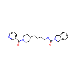 O=C(NCCCCC1CCN(C(=O)c2cccnc2)CC1)N1Cc2ccccc2C1 ZINC000166201285