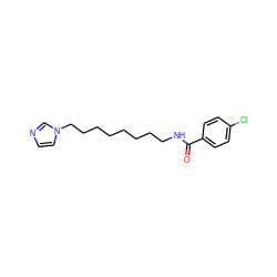 O=C(NCCCCCCCCn1ccnc1)c1ccc(Cl)cc1 ZINC000027561594