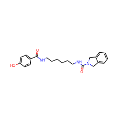 O=C(NCCCCCCNC(=O)N1Cc2ccccc2C1)c1ccc(O)cc1 ZINC000166631703