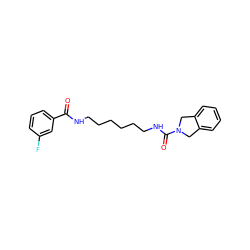 O=C(NCCCCCCNC(=O)N1Cc2ccccc2C1)c1cccc(F)c1 ZINC000165838225