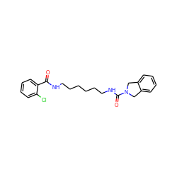 O=C(NCCCCCCNC(=O)N1Cc2ccccc2C1)c1ccccc1Cl ZINC000166104451