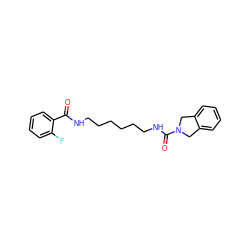 O=C(NCCCCCCNC(=O)N1Cc2ccccc2C1)c1ccccc1F ZINC000167075175