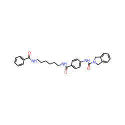 O=C(NCCCCCCNC(=O)c1ccc(NC(=O)N2Cc3ccccc3C2)cc1)c1ccccc1 ZINC000166687848