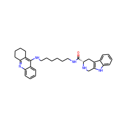 O=C(NCCCCCCNc1c2c(nc3ccccc13)CCCC2)[C@@H]1Cc2c([nH]c3ccccc23)CN1 ZINC000215884359