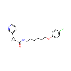 O=C(NCCCCCCOc1ccc(Cl)cc1)[C@@H]1C[C@H]1c1cccnc1 ZINC000103241044