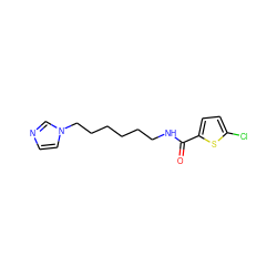 O=C(NCCCCCCn1ccnc1)c1ccc(Cl)s1 ZINC000025988473