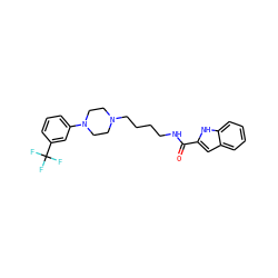 O=C(NCCCCN1CCN(c2cccc(C(F)(F)F)c2)CC1)c1cc2ccccc2[nH]1 ZINC000029166870