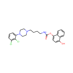 O=C(NCCCCN1CCN(c2cccc(Cl)c2Cl)CC1)Oc1ccc(O)c2ccccc12 ZINC000653842753