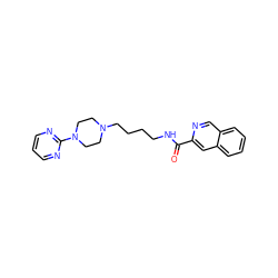 O=C(NCCCCN1CCN(c2ncccn2)CC1)c1cc2ccccc2cn1 ZINC000299830383