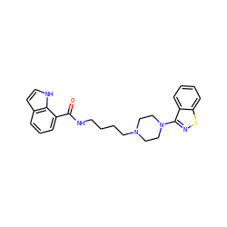 O=C(NCCCCN1CCN(c2nsc3ccccc23)CC1)c1cccc2cc[nH]c12 ZINC000013760431