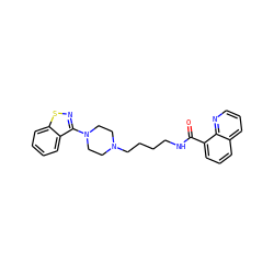 O=C(NCCCCN1CCN(c2nsc3ccccc23)CC1)c1cccc2cccnc12 ZINC000012356447