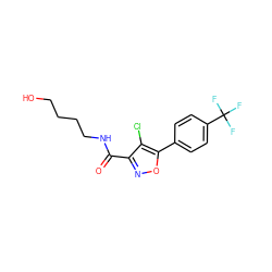 O=C(NCCCCO)c1noc(-c2ccc(C(F)(F)F)cc2)c1Cl ZINC000066098385