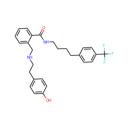 O=C(NCCCCc1ccc(C(F)(F)F)cc1)c1ccccc1CNCCc1ccc(O)cc1 ZINC000013589117