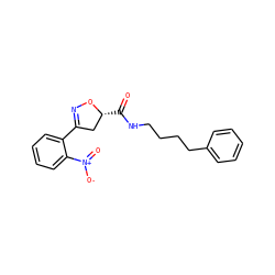 O=C(NCCCCc1ccccc1)[C@@H]1CC(c2ccccc2[N+](=O)[O-])=NO1 ZINC000008577607